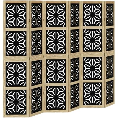 Decoshop26 Paravent 6 panneaux bois – Noir et bois - Publicité Decoshop26 Paravent 6 panneaux bois – Noir et bois - Publicité