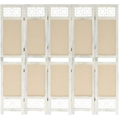 DÉCOSHOP26 - Biombo separateur d’espaces 5 panneaux - Crème - 175 x 165 cm - Room divider - Publicité DÉCOSHOP26 - Biombo separateur d’espaces 5 panneaux - Crème - 175 x 165 cm - Room divider - Publicité