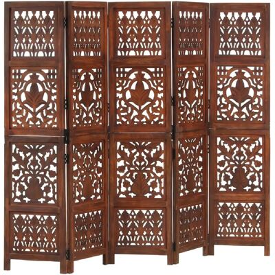 Decoshop26 Paravent 5 panneaux bois - Marron - Publicité Decoshop26 Paravent 5 panneaux bois - Marron - Publicité
