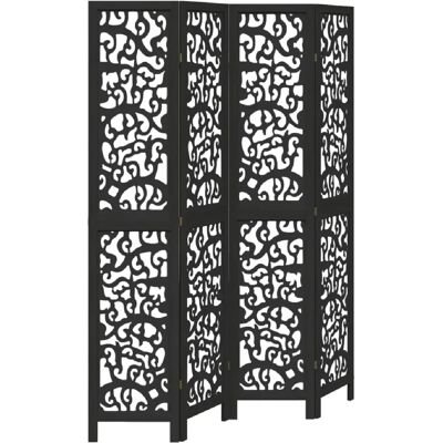 Decoshop26 Paravent séparateur 4 panneaux bois - Noir - Publicité Decoshop26 Paravent séparateur 4 panneaux bois - Noir - Publicité
