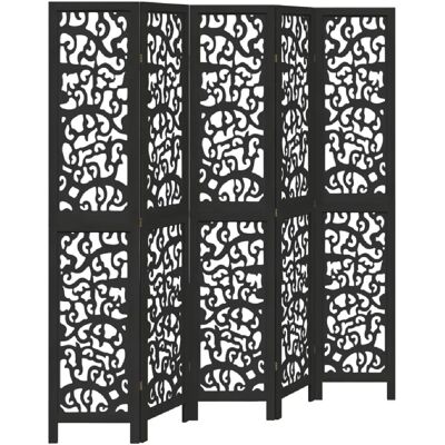 Decoshop26 Paravent 5 panneaux en bois - Noir - Publicité Decoshop26 Paravent 5 panneaux en bois - Noir - Publicité