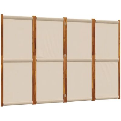 Decoshop26 Paravent 4 panneaux bois et toile - Taupe - Publicité Decoshop26 Paravent 4 panneaux bois et toile - Taupe - Publicité