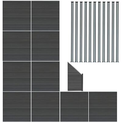 Monstershop Kit Clôture Panneaux en Composite 10 Quadratique, 1 Incliné & 11 Poteaux à LED - Gris - Publicité Monstershop Kit Clôture Panneaux en Composite 10 Quadratique, 1 Incliné & 11 Poteaux à LED - Gris - Publicité