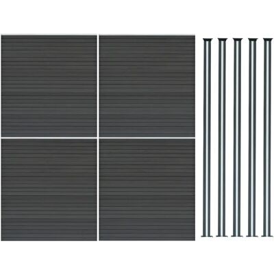 Monstershop Kit Clôture Composite 4 Panneaux & 5 Poteaux à LED - Gris - Publicité Monstershop Kit Clôture Composite 4 Panneaux & 5 Poteaux à LED - Gris - Publicité