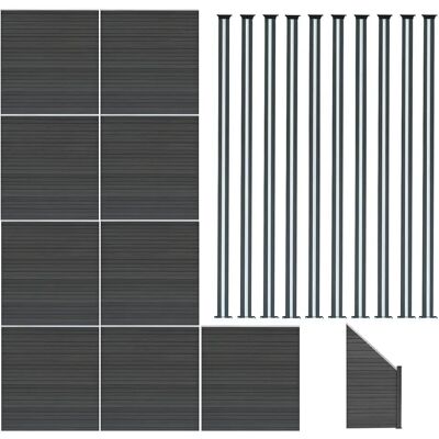 Monstershop Kit Clôture Panneaux en Composite 9 Quadratique, 1 Incliné & 10 Poteaux à LED - Gris - Publicité Monstershop Kit Clôture Panneaux en Composite 9 Quadratique, 1 Incliné & 10 Poteaux à LED - Gris - Publicité