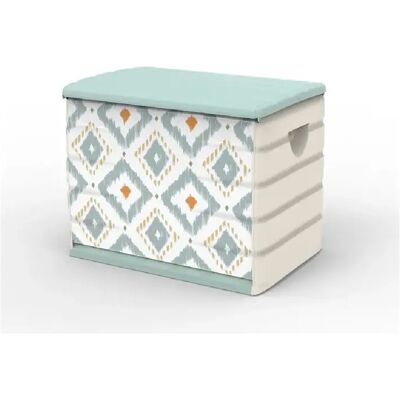 PLASTIKEN Coffre de rangement vintage 260 L - Beige clair et vert d’eau - Publicité PLASTIKEN Coffre de rangement vintage 260 L - Beige clair et vert d’eau - Publicité