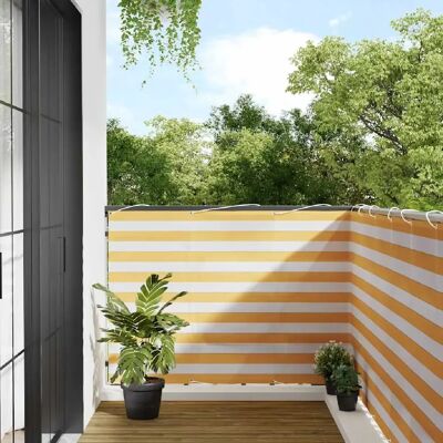 vidaXL Rayé Jaune et Blanc Cloison de Balcon - Balkon-Sichtschutz - Publicité vidaXL Rayé Jaune et Blanc Cloison de Balcon - Balkon-Sichtschutz - Publicité