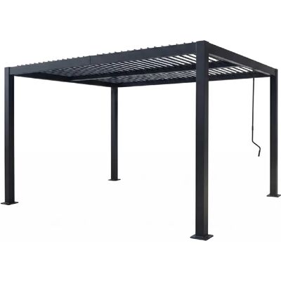 Concept Usine Pergola bioclimatique structure et lames orientables en aluminium noir 4x3m RHODES - Publicité Concept Usine Pergola bioclimatique structure et lames orientables en aluminium noir 4x3m RHODES - Publicité