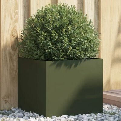 Jardinière en acier vert olive vidaXL 42x40x39 cm - Pot de fleurs - Publicité Jardinière en acier vert olive vidaXL 42x40x39 cm - Pot de fleurs - Publicité