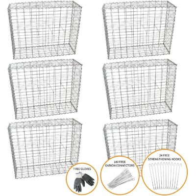 monstershop Lot de 6 paniers gabions 100x95x30 - Publicité monstershop Lot de 6 paniers gabions 100x95x30 - Publicité