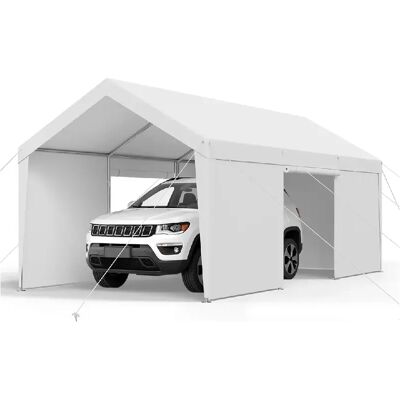VEVOR SXYJSCK-FBS12X20FT-W - Blanc - Tente garage 3,65 x 6,09 m - Bâche PE double couche - Structure acier galvanisé - Publicité VEVOR SXYJSCK-FBS12X20FT-W - Blanc - Tente garage 3,65 x 6,09 m - Bâche PE double couche - Structure acier galvanisé - Publicité