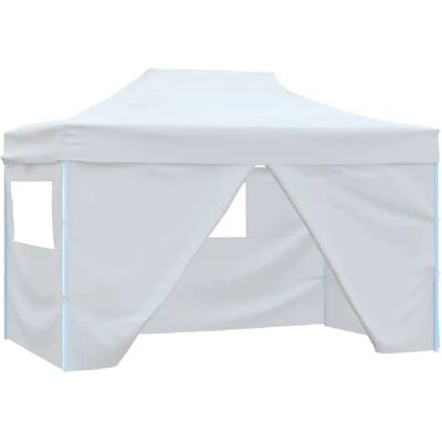 Tente pliante professionnelle vidaXL avec 4 murs en acier blanc 3x4m - Publicité Tente pliante professionnelle vidaXL avec 4 murs en acier blanc 3x4m - Publicité