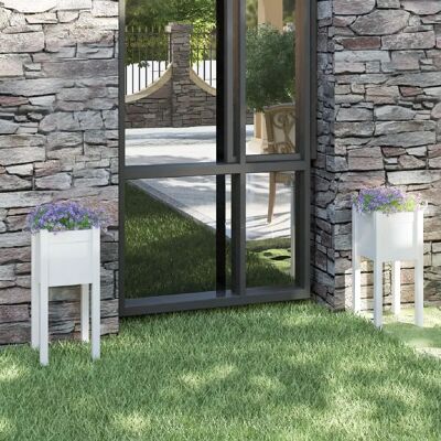 Jardinières blanches vidaXL 2 pcs - Bois de pin massif - 31x31x70 cm - Publicité Jardinières blanches vidaXL 2 pcs - Bois de pin massif - 31x31x70 cm - Publicité