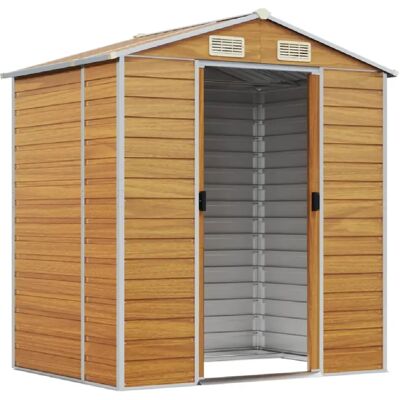 Helloshop26 Abri de jardin en acier galvanisé - 191 x 130 x 198 cm - Marron clair - Publicité Helloshop26 Abri de jardin en acier galvanisé - 191 x 130 x 198 cm - Marron clair - Publicité
