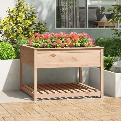 Jardinera en bois massif de pin avec étagère - Jardinière - Marron - Publicité Jardinera en bois massif de pin avec étagère - Jardinière - Marron - Publicité