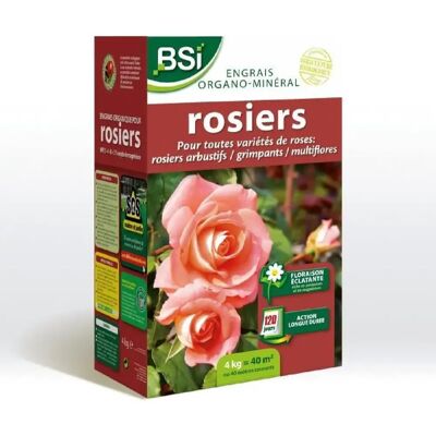 Engrais Bio BSI Roses - Pour toutes les variétés - Floraison éclatante - Action longue - 4kg - Jusqu'à 40 m² - Publicité Engrais Bio BSI Roses - Pour toutes les variétés - Floraison éclatante - Action longue - 4kg - Jusqu'à 40 m² - Publicité