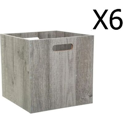 Pegane Boîtes de rangement MDF x6 - Gris - Publicité Pegane Boîtes de rangement MDF x6 - Gris - Publicité