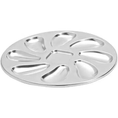Assiette à Huîtres Jean Dubost - Acier Inox - 8 Emplacements - Passe au lave-vaisselle - Publicité Assiette à Huîtres Jean Dubost - Acier Inox - 8 Emplacements - Passe au lave-vaisselle - Publicité