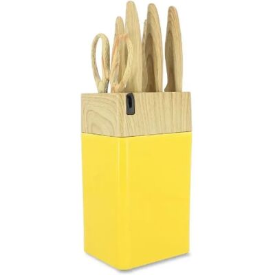 Bloc de couteaux 6 pieces - MENASTYL - 5041062 - Lame céramique - En polypropylene - Safran - Publicité Bloc de couteaux 6 pieces - MENASTYL - 5041062 - Lame céramique - En polypropylene - Safran - Publicité