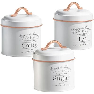 Herzberg HG04432 Ensemble de Rangement Vintage - Blanc avec Or Rose - 3 Pièces - Publicité Herzberg HG04432 Ensemble de Rangement Vintage - Blanc avec Or Rose - 3 Pièces - Publicité