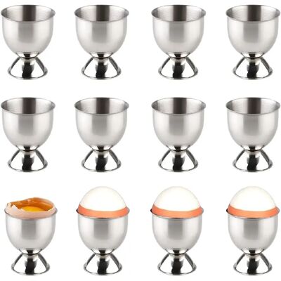 Vendos85 Lot de 12 Coquetiers Ronds en Acier Inoxydable - Publicité Vendos85 Lot de 12 Coquetiers Ronds en Acier Inoxydable - Publicité