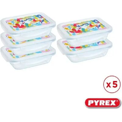 Pyrex Lot de 5 Boîtes Repas Rectangulaires en Verre - 0,80 L - Publicité Pyrex Lot de 5 Boîtes Repas Rectangulaires en Verre - 0,80 L - Publicité