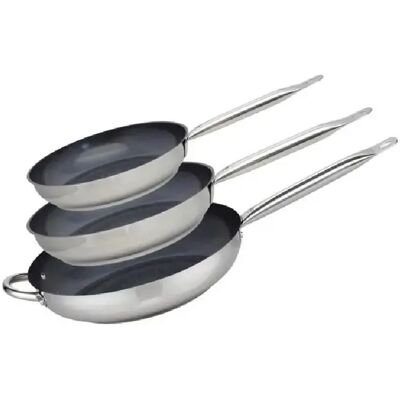 Set de 3 poêles Professional 24/28/32 cm inox 18/10 ELODUR induction - Publicité Set de 3 poêles Professional 24/28/32 cm inox 18/10 ELODUR induction - Publicité