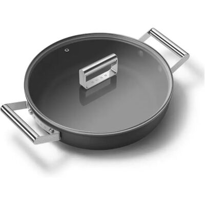 Sauteuse noir mat 28cm + couvercle - DPF2812BLM - SMEG - Publicité Sauteuse noir mat 28cm + couvercle - DPF2812BLM - SMEG - Publicité