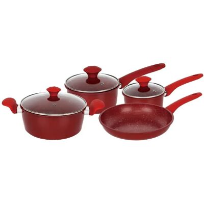 Batterie de cuisine forgée revêtement en marbre Rouge 7 pièces Herzberg HG04715-RED - Publicité Batterie de cuisine forgée revêtement en marbre Rouge 7 pièces Herzberg HG04715-RED - Publicité
