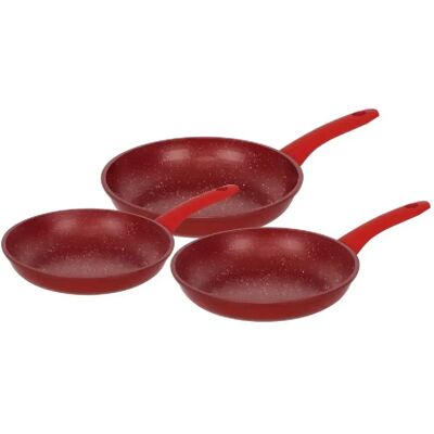 Ensemble de poêles en marbre rouge Herzberg - Ensemble de cuisine - Publicité Ensemble de poêles en marbre rouge Herzberg - Ensemble de cuisine - Publicité