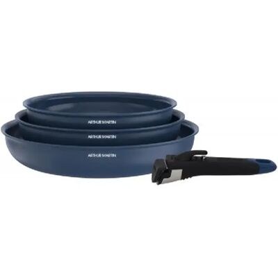 Set de 3 poêles 20-24-28 cm poignée amovible Bleu Arthur Martin AM2033 - Publicité Set de 3 poêles 20-24-28 cm poignée amovible Bleu Arthur Martin AM2033 - Publicité