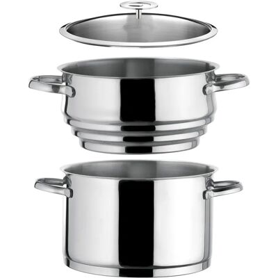 Cuisinox Elysée - Faitout inox 24 cm avec couvercle et cuit vapeur universel - Publicité Cuisinox Elysée - Faitout inox 24 cm avec couvercle et cuit vapeur universel - Publicité