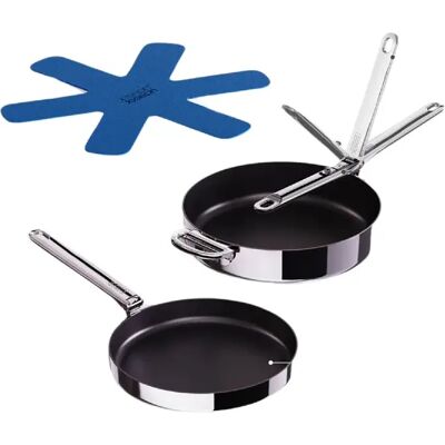 Set 2 poeles Joseph Joseph Space Steel inox antiadhesif, manches pliables compact - Publicité Set 2 poeles Joseph Joseph Space Steel inox antiadhesif, manches pliables compact - Publicité