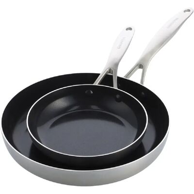 Greenpan Set de 2 Poêles de 20/28 cm inox triply revêtement céramique - Geneva - Publicité Greenpan Set de 2 Poêles de 20/28 cm inox triply revêtement céramique - Geneva - Publicité