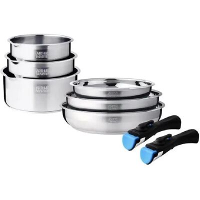 Arthur Martin AM3213 - Batterie de cuisine inox 18/10 - 8 pièces - Argenté - Publicité Arthur Martin AM3213 - Batterie de cuisine inox 18/10 - 8 pièces - Argenté - Publicité