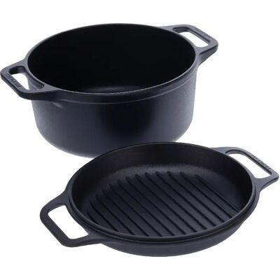 Victoria Cocotte et Poêle Induction Fonte Assaisonnée 27 cm, Dutch Oven 5,7L, Sans PTFE 30940 Victor - Publicité Victoria Cocotte et Poêle Induction Fonte Assaisonnée 27 cm, Dutch Oven 5,7L, Sans PTFE 30940 Victor - Publicité