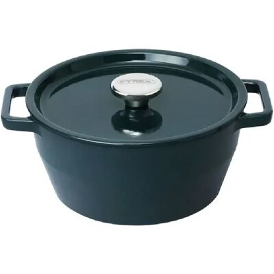 Pyrex Slow Cook - Cocotte ronde 24 cm - Fonte émaillée - Bleu profond - Publicité Pyrex Slow Cook - Cocotte ronde 24 cm - Fonte émaillée - Bleu profond - Publicité