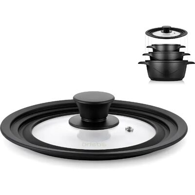 Briebe Couvercle Universel Poêle à Frire Casseroles 24 26 28 cm Verre Silicone sans BPA LS1218 Bri - Publicité Briebe Couvercle Universel Poêle à Frire Casseroles 24 26 28 cm Verre Silicone sans BPA LS1218 Bri - Publicité