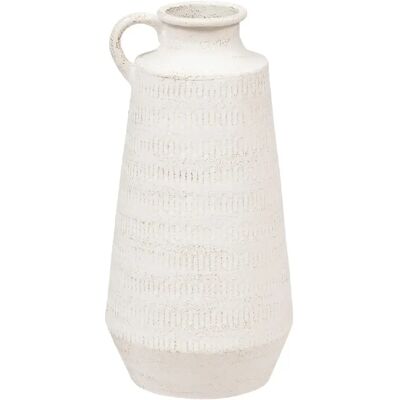 ATMOSPHERA Vase pichet en métal ERAN - H. 41 cm - Blanc - Publicité ATMOSPHERA Vase pichet en métal ERAN - H. 41 cm - Blanc - Publicité