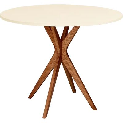 Ragaba Table de cuisine ronde - Blanc craie chêne - Publicité Ragaba Table de cuisine ronde - Blanc craie chêne - Publicité