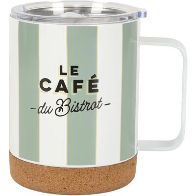 Linnea Mug de transport inox et liège Au Bistrot - Vert - Publicité Linnea Mug de transport inox et liège Au Bistrot - Vert - Publicité