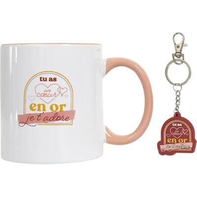 Linnea Mug en grès avec porte-clés Pampelonne - Rouge - Publicité Linnea Mug en grès avec porte-clés Pampelonne - Rouge - Publicité