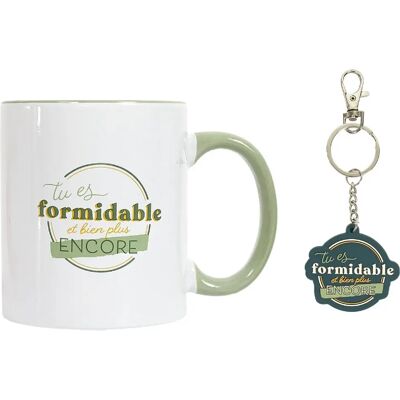 Linnea Mug en grès avec porte-clés - Vert - Publicité Linnea Mug en grès avec porte-clés - Vert - Publicité