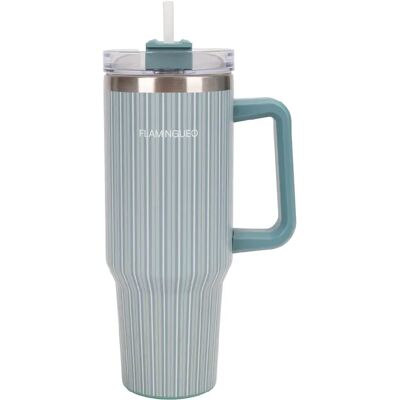 Flamingueo Mug isotherme avec paille acier inoxydable 1,18 litres Vert - Publicité Flamingueo Mug isotherme avec paille acier inoxydable 1,18 litres Vert - Publicité