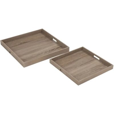 Set de Plateaux en Bois Naturel J-Line - Élégants et Résistants - Publicité Set de Plateaux en Bois Naturel J-Line - Élégants et Résistants - Publicité