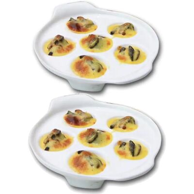 Vendos85 Assiette à Escargots 6 Trous en Porcelaine Blanche - Publicité Vendos85 Assiette à Escargots 6 Trous en Porcelaine Blanche - Publicité