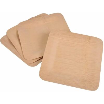 Paris Prix Lot de 4 Assiettes Carrées Bambou 23cm Naturel - Publicité Paris Prix Lot de 4 Assiettes Carrées Bambou 23cm Naturel - Publicité
