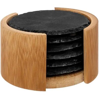 Secret De Gourmet Lot de 6 Dessous de Verre Ardoise 10cm Noir - Publicité Secret De Gourmet Lot de 6 Dessous de Verre Ardoise 10cm Noir - Publicité