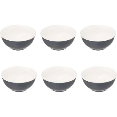 Secret De Gourmet Lot de 6 Bols en Porcelaine Nature 52cl Bleu Gris - Publicité Secret De Gourmet Lot de 6 Bols en Porcelaine Nature 52cl Bleu Gris - Publicité