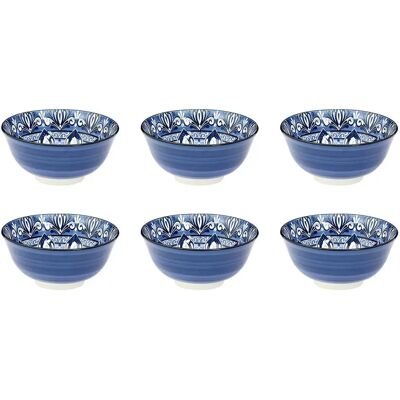 Paris Prix Lot de 6 Bols en Porcelaine Jaipur 57cl Bleu - Publicité Paris Prix Lot de 6 Bols en Porcelaine Jaipur 57cl Bleu - Publicité
